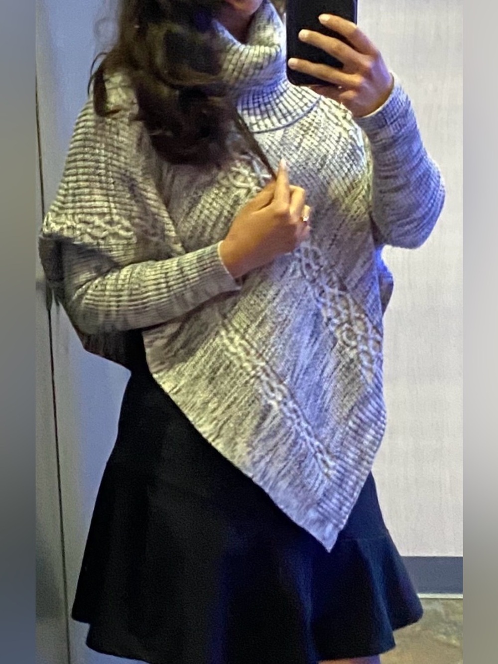 White House Black Market Beige Marled Cable Cowl Neck Sweater
